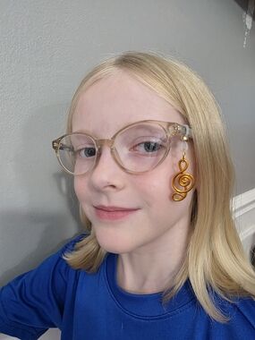 Handmade Eyeglass Charm - Orange Treble Clef